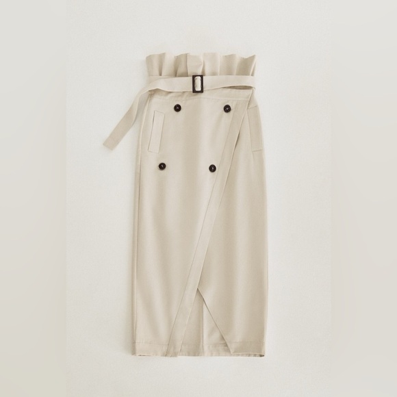 Zara beige and cream midi skirt - Picture 3 of 11